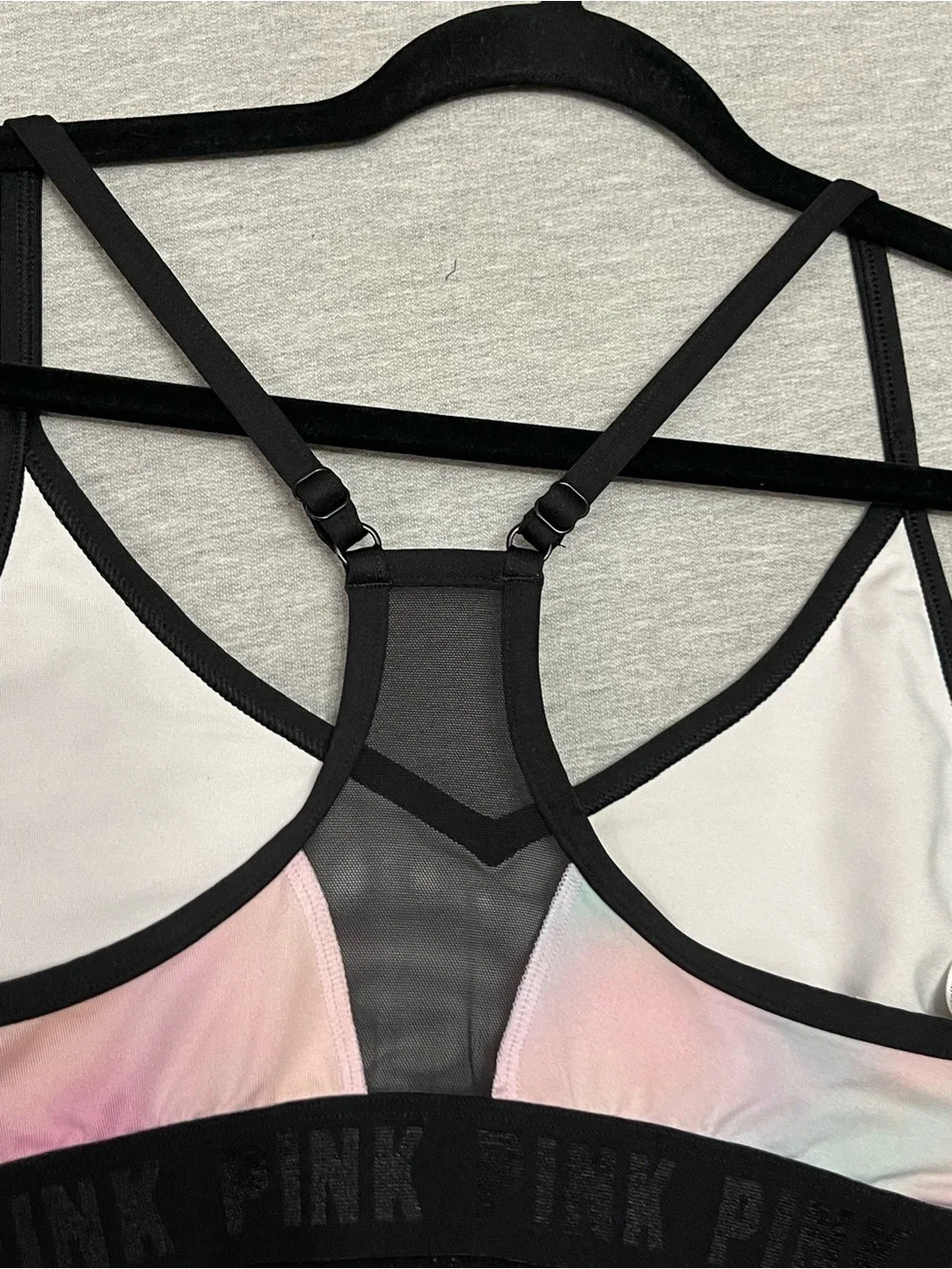 Victoria's Secret PINK Pastel Tie-Dye Sports Bralette with Black Trim